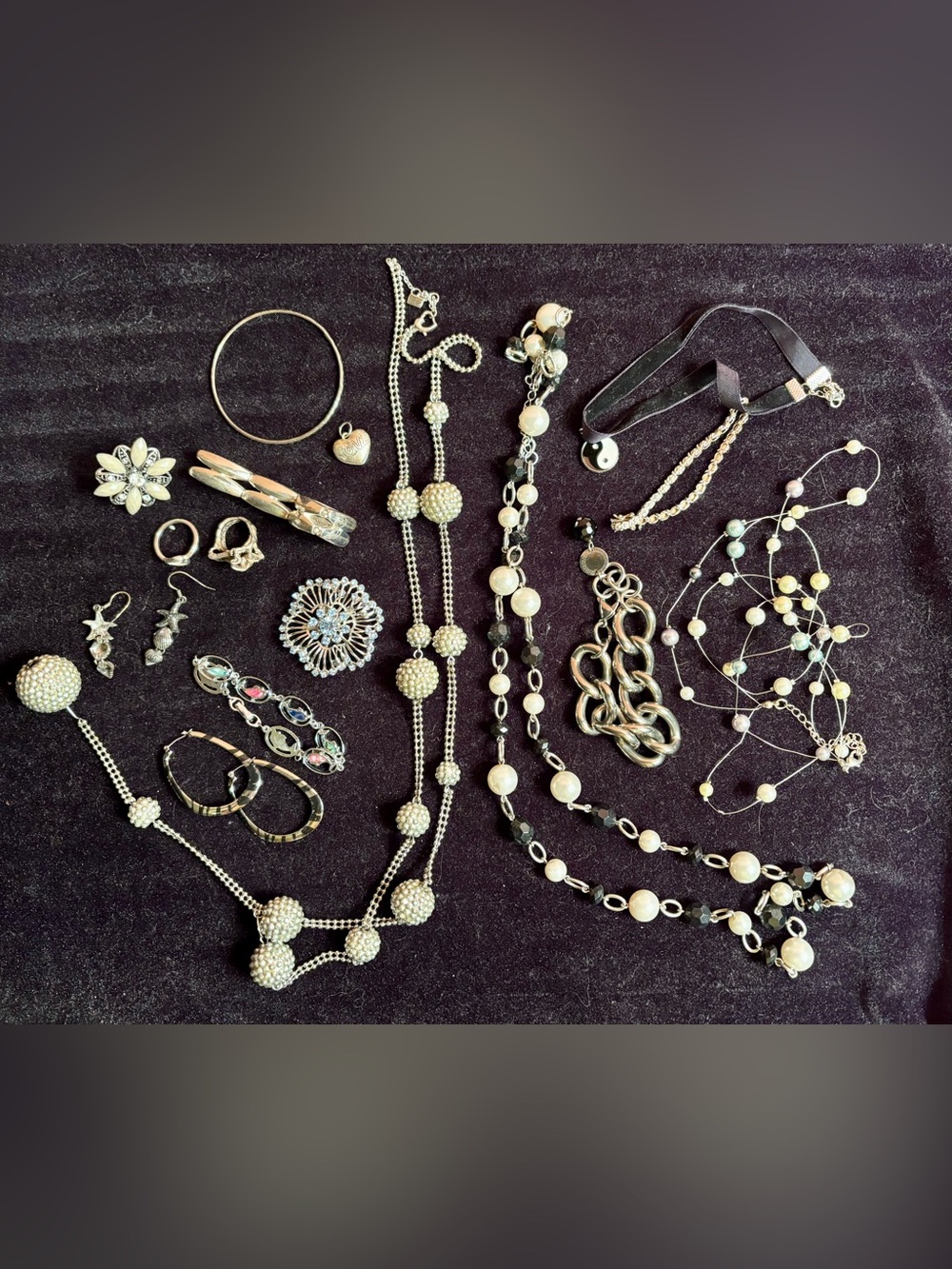 Vintage & Modern Jewelry Lot – Rhinestone, Pearl, Statement Necklaces, Brooches